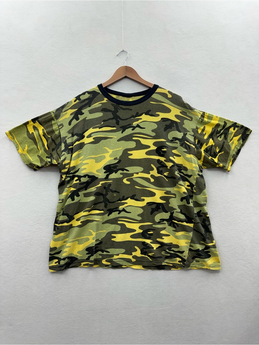 Vintage Rothco Mens XL Shirt Green Yellow Camo Woodland Made USA